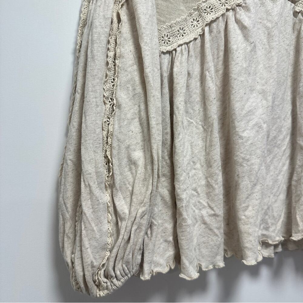 Miss Me Linen Babydoll Lace Embroidered V-Neck Top Flowy Coastal Cowgirl - Picture 4 of 9